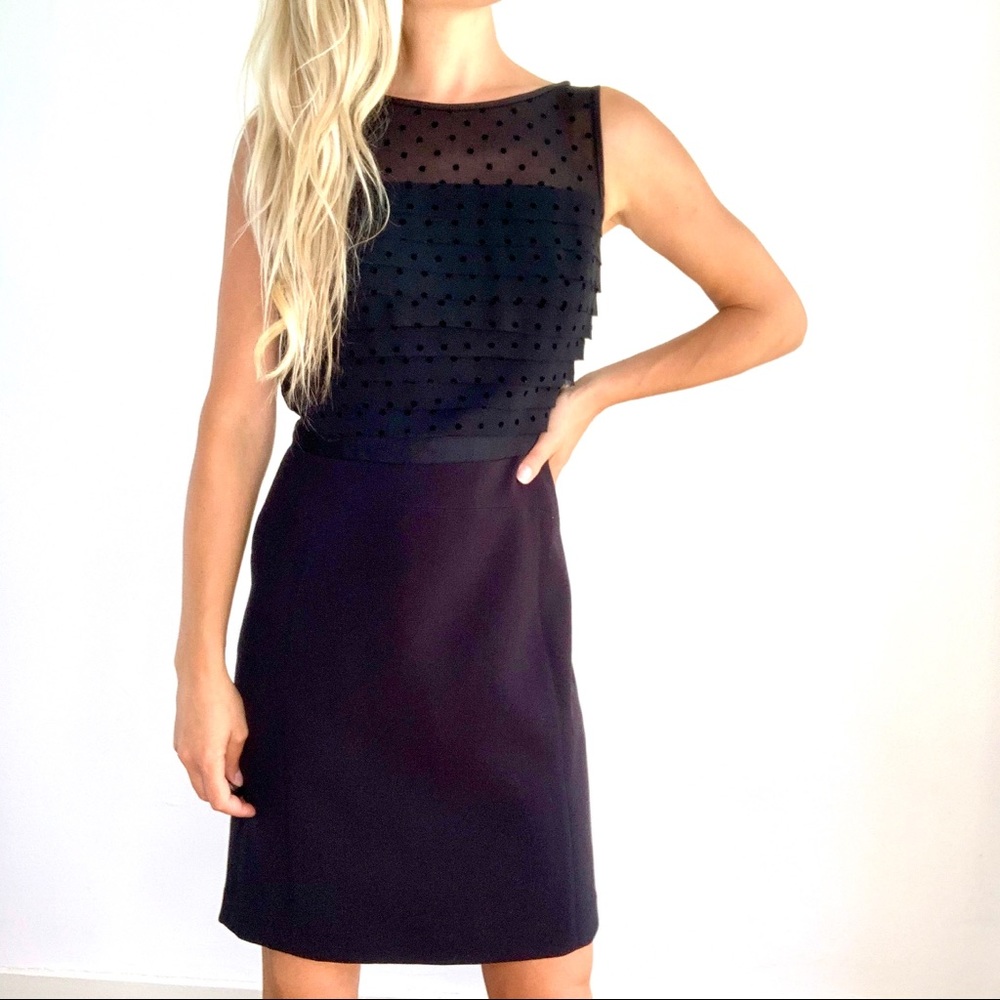 Loft NWT Black Polka Dot Layered Sheath Dress sz 2
